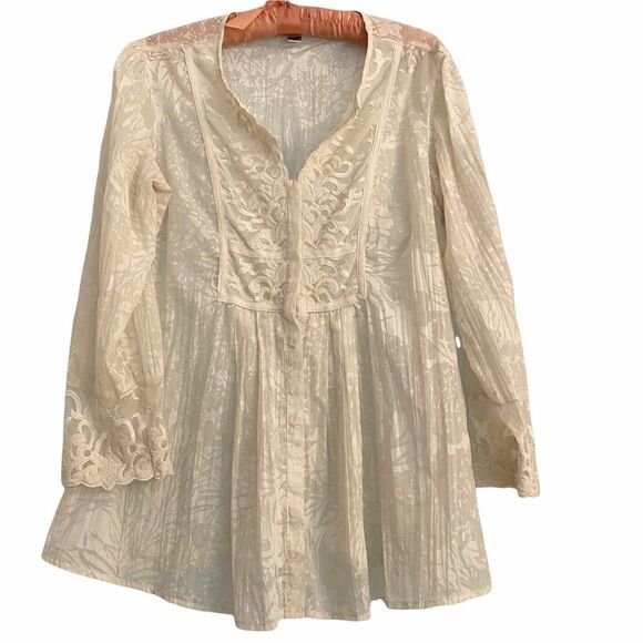 Coldwater Creek Cottagecore White Lace Tunic Boho - Picture 1 of 9